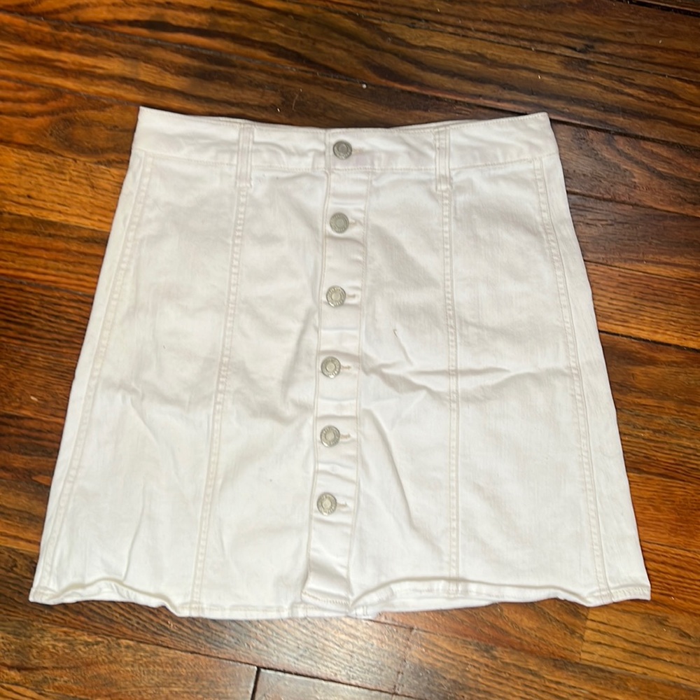White Denim High Waist Skirt